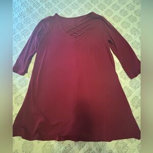 Burgundy Crisscross Neckline Dress